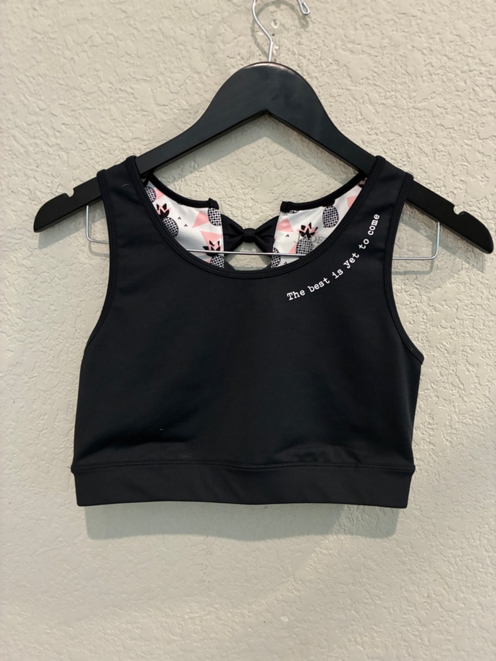 Jadelynn Brooke Pineapple Print Sports Bra - White, Pink & Black